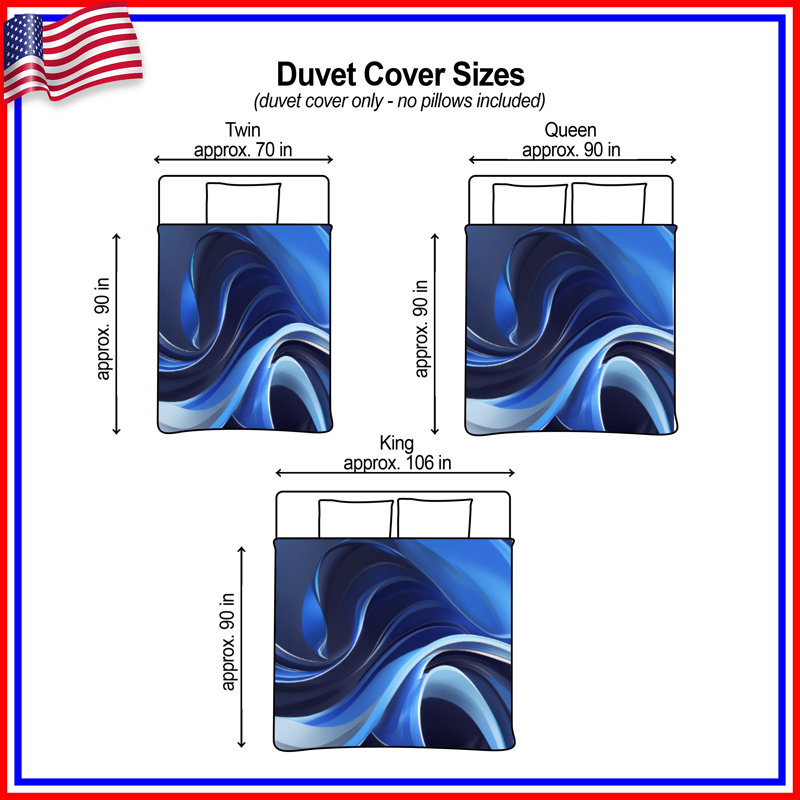 Housses de couette à vagues bleues abstraites, Twin