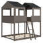 Wood Bunk Bed With Roof, Window, Guardrail-1700963550