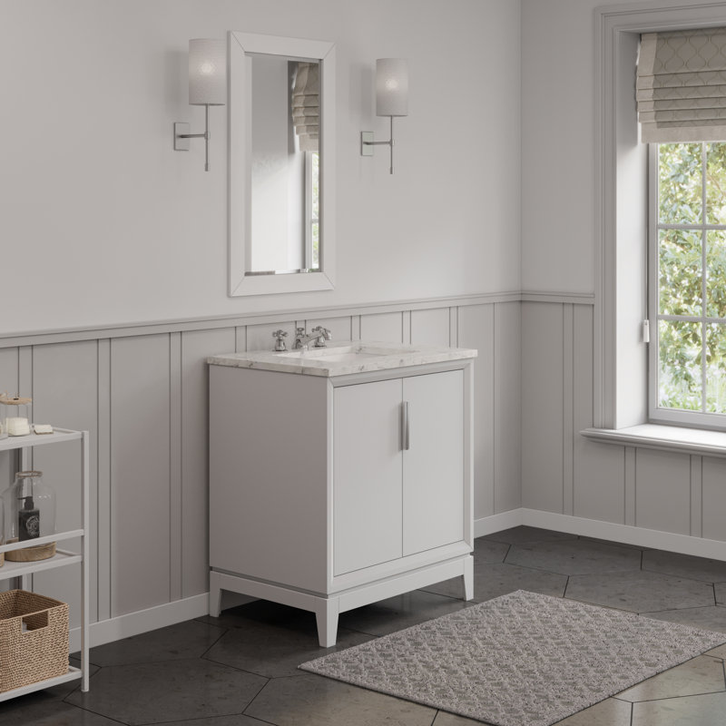 Elizabeth 30" Single Bathroom Vanity Set with Mirror, Pure White, Standard