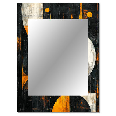 Black Yellow Fragmentation Abstract Shapes I - Abstract Shapes Wall Mirror, Modern Decorative Mirror, Printed Metal Art