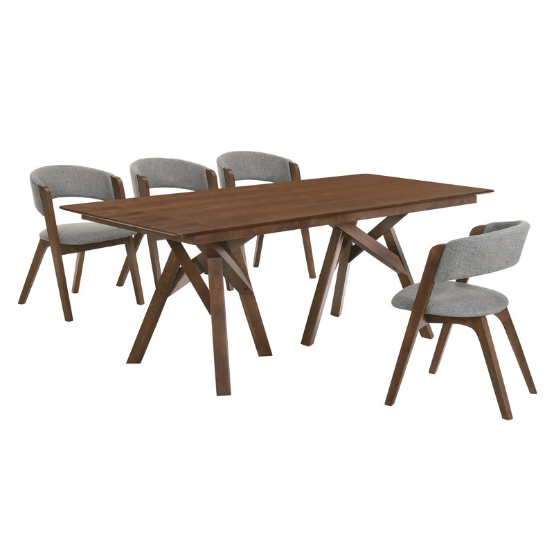 Schott 4 - Person Double Pedestal Dining Set, Walnut