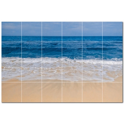 Beach Photo 8'' x 8'' Satin Ceramic Decorative Mural