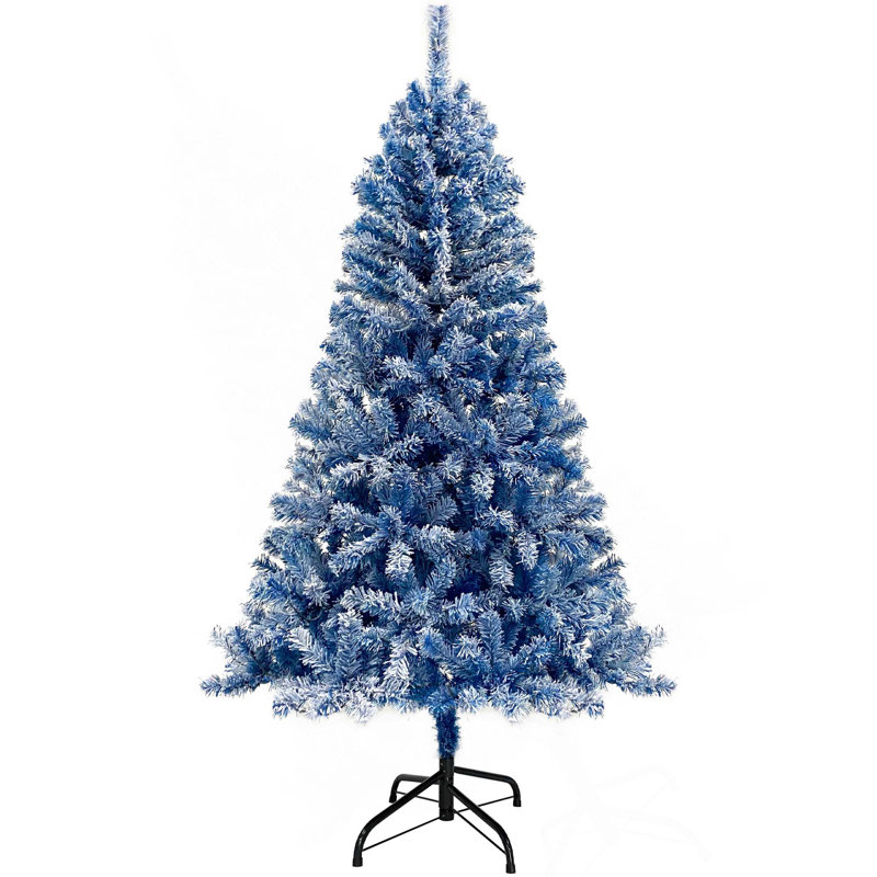 Sapin de Noël artificiel à charnière pré-éclairé 6 pi, arbre de Noël artificiel enneigé enneigé avec 750 branches de Noël