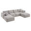 Canapé modulaire entièrement compressé, en forme de U avec repose-pieds, velours côtelé de luxe avec coussin moelleux en largeur et profondeur-980048084