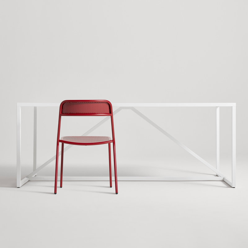 Trim Outdoor Dining Side Chair, Carmine