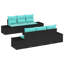 Ensemble de canapé de jardin vidaXL 8 pièces en rotin de polyester noir et turquoise