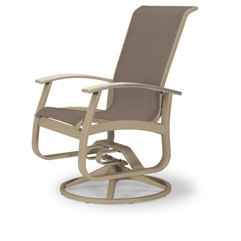 Belle Isle Outdoor Dining Armchair, Desert P60, Textured Snow, Brown Sunbrella® Tweed