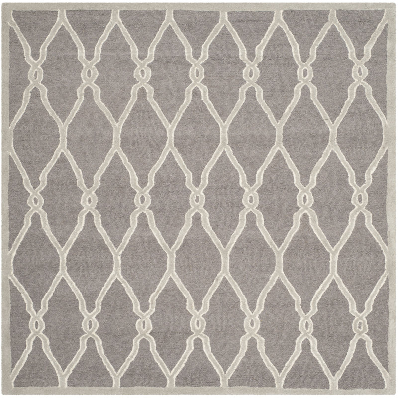 Cannen Hand Tufted Wool Geometric Rug, Square 8'