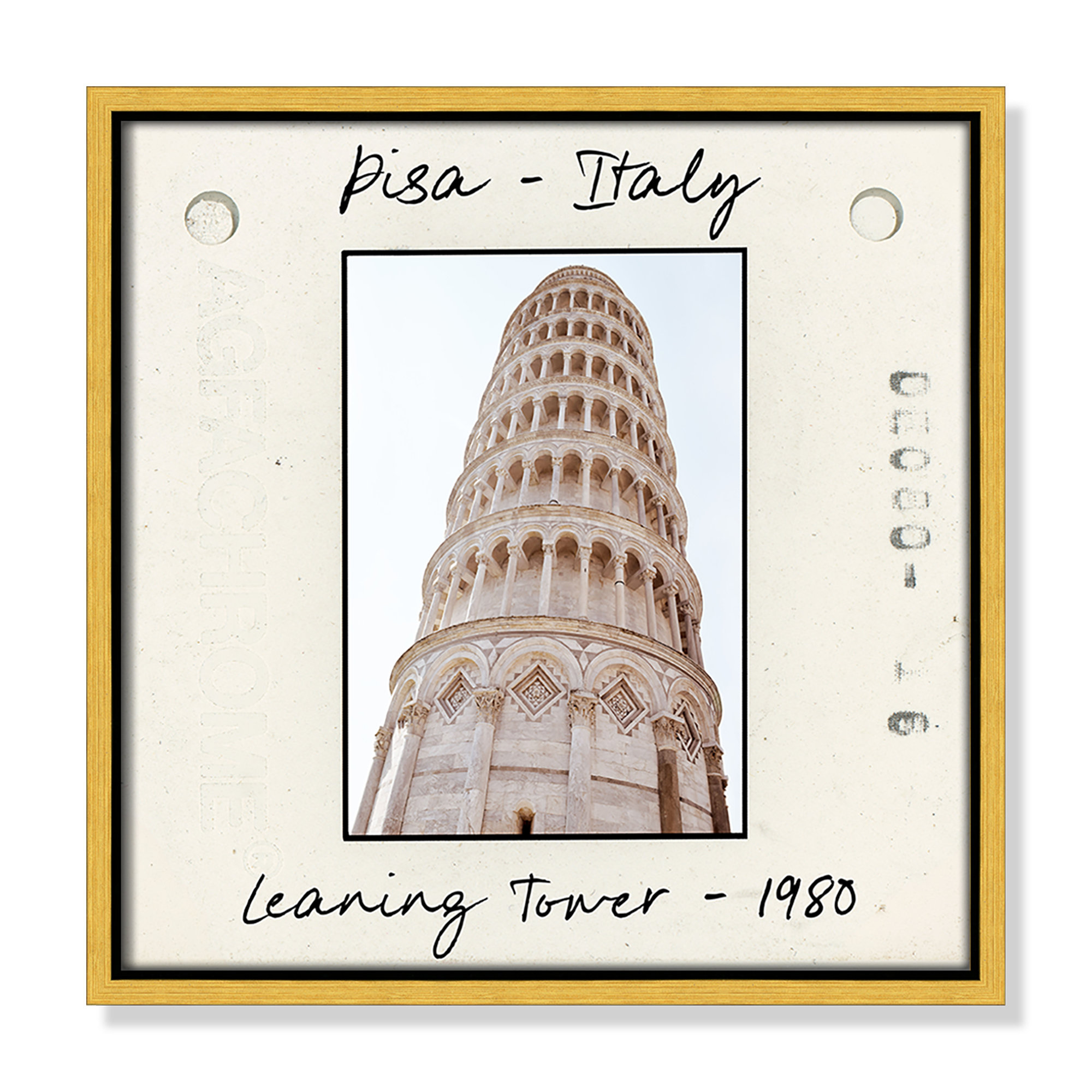 Pisa, Italy - Leaning Tower Print by Natalie Carpentieri, Gold Floater Framed Canvas, 13.5" H x 13.5" W x 2" D