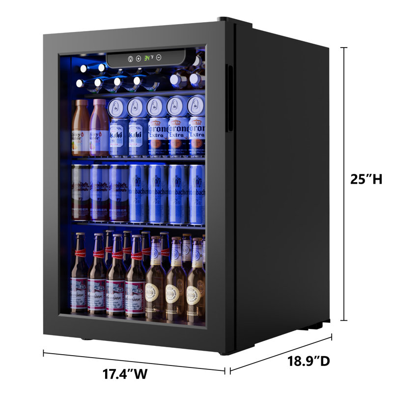 Réfrigérateur à boissons autoportant 2,6 pi³ avec porte en verre l 17,4 po Simzife