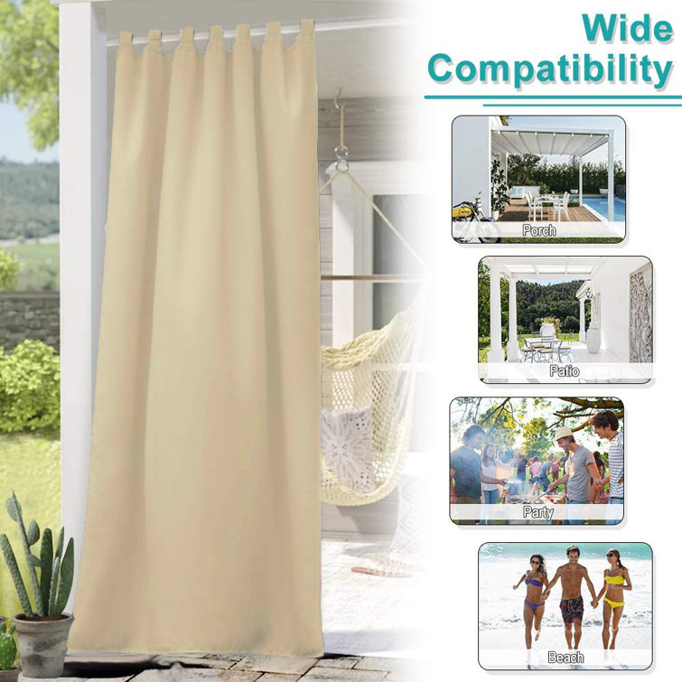 Velcro Tab Top Waterproof Outdoor Curtains for Garage / Patio, 1