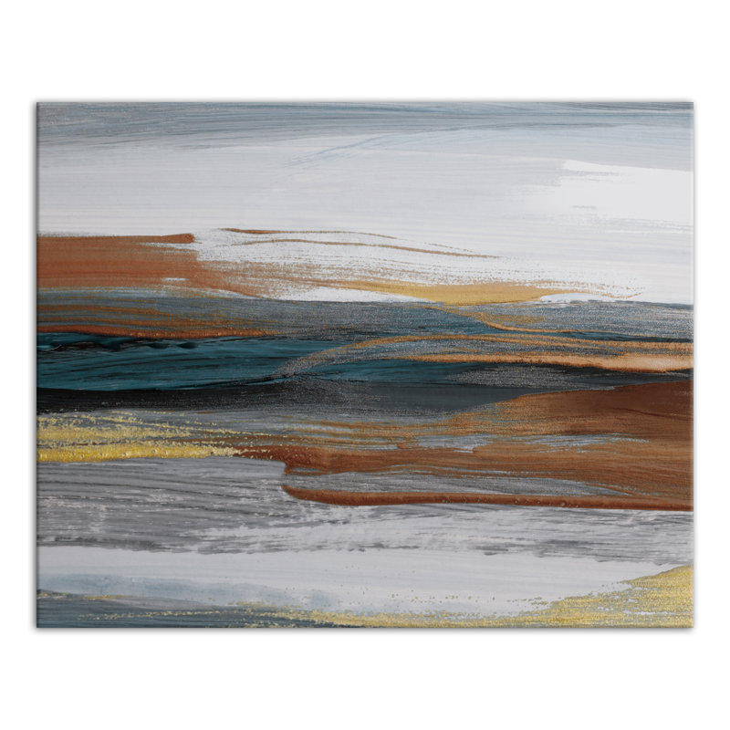 Impression sur toile marine et rouille, H 16 po x l 20 po