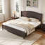 Grand lit plateforme avec tête de lit, pieds de support en lattes de bois, lit plateforme espresso robuste-1580908425-1580908424