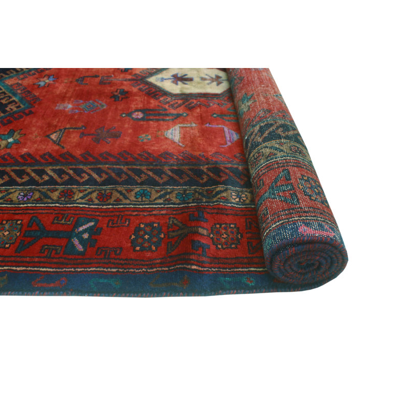 One-of-a-Kind 4'10" x 9'5" 1980s Rectangle Wool Area Rug in Brown and Purple