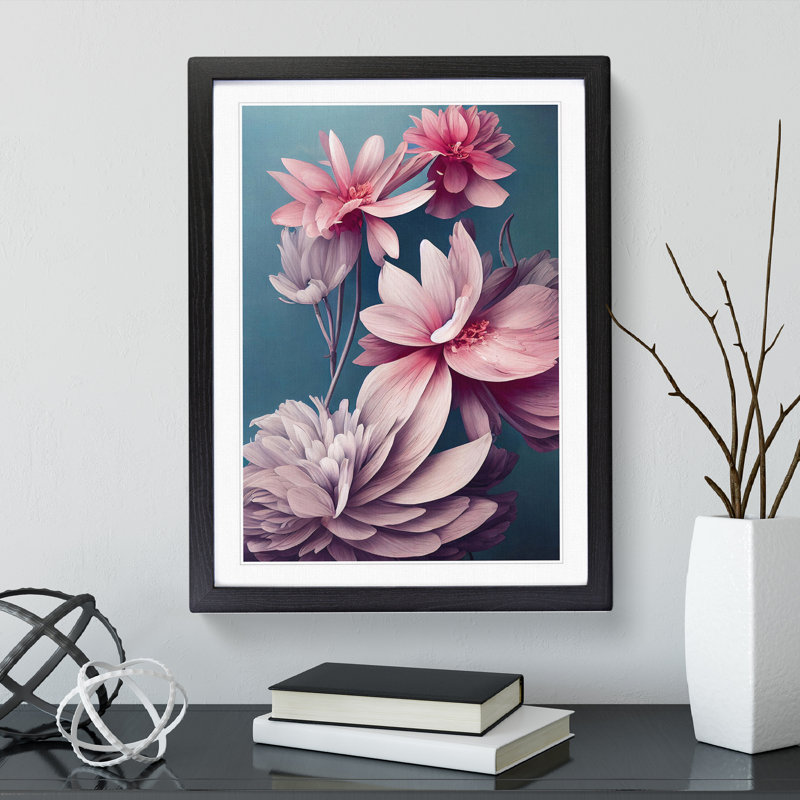 Luminous Flowers - Framed Print, Black, 64cm H x 46cm W x 2cm D