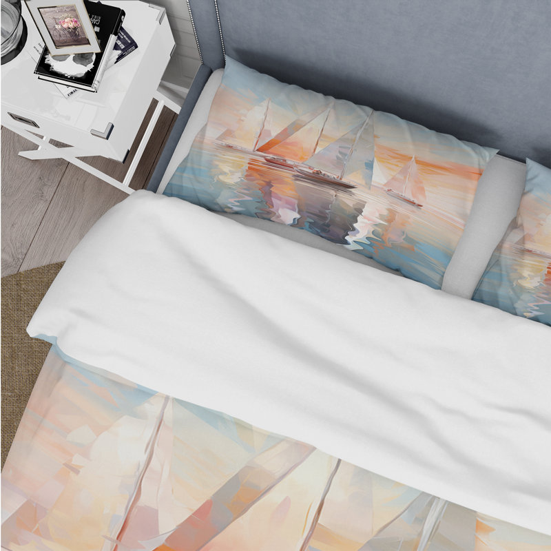 Minimalisme - Voilier Rhythms - ensemble de housse de couette transport - microfibre de polyester