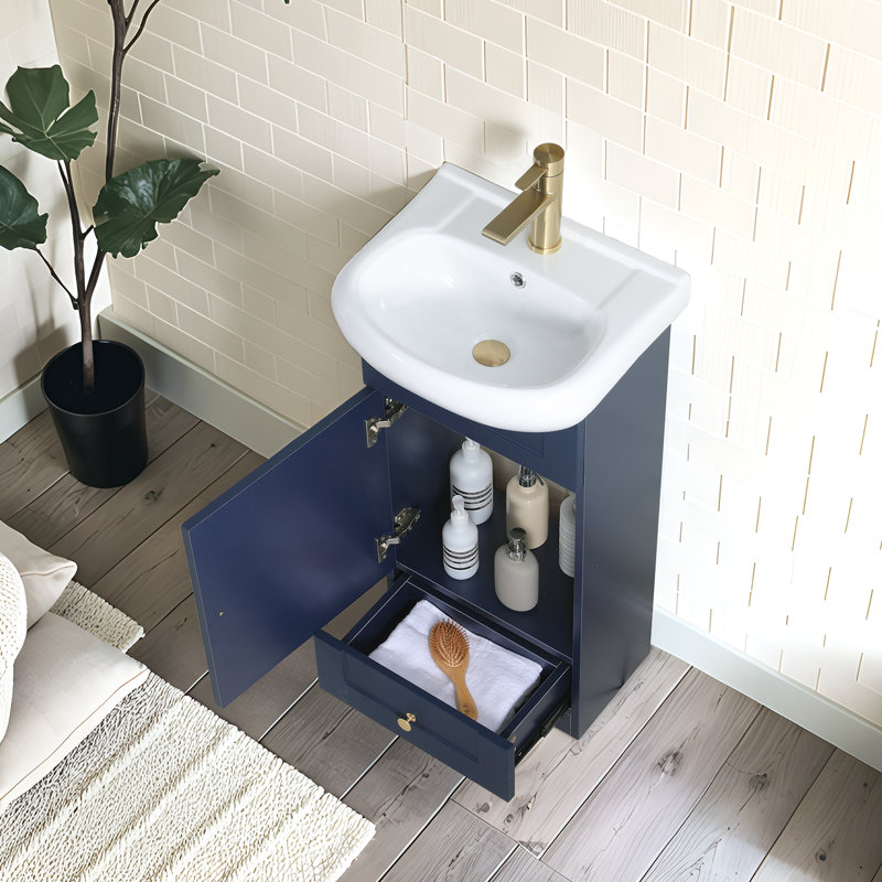 Mini-meuble-lavabo simple 18 po avec lavabo moderne 18 po, Bleu