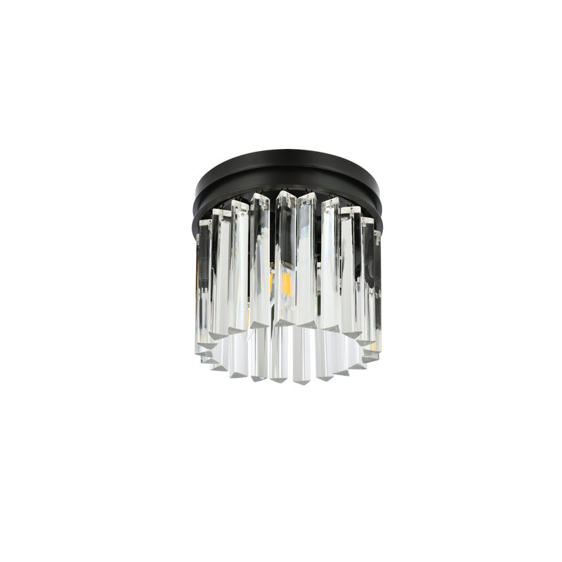 Yazmin Flush Mount, Mocha Brown, 13" H x 12" W x 12" D, Crystal (Clear)