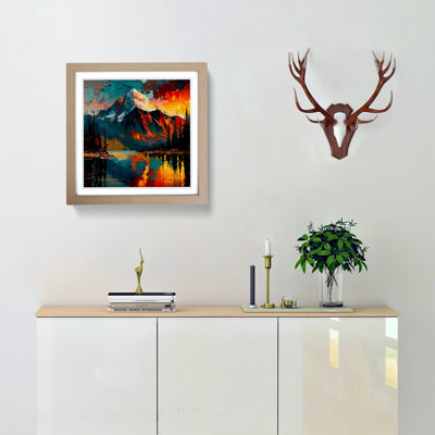 Mountain Palette Knife Painting - Framed Print