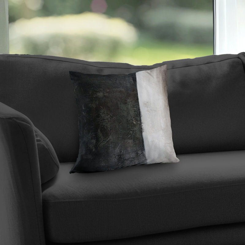 Abstract Shape Gray Poly Twill Throw Pillow – Poly Twill Throw Pillow with Insert, Double-Sided Print