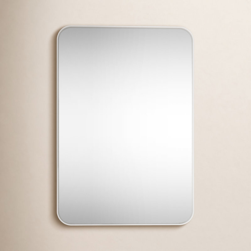 Stainless Steel Recessed Framed Single Door Medicine Cabinet with Adjustable Shelves, White