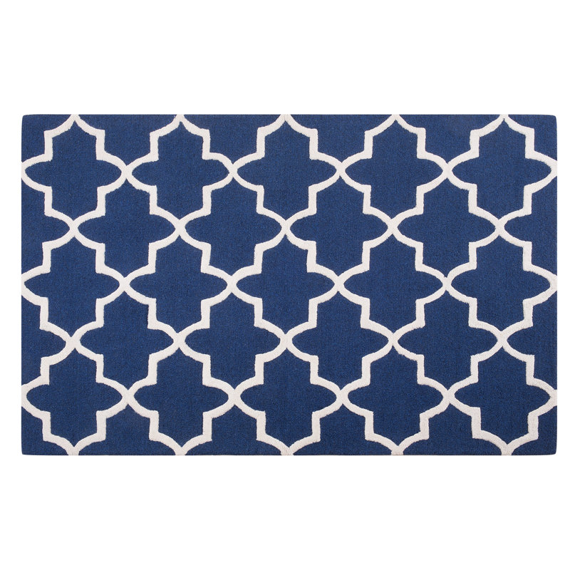 Geometric Wool Hand Woven Area Rug, Rectangle 140 x 200cm