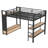 Queen Size Metal Loft Bed with Wardrobe, Storage Shelves & Pegboard – Space-Saving Kids Bedroom Bed, Black-248877364