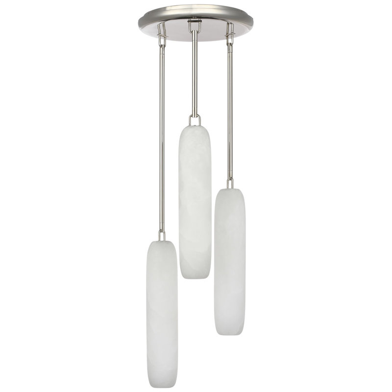 Kelly Wearstler Formosa 3-Light Pendant with Alabaster, Polished Nickel