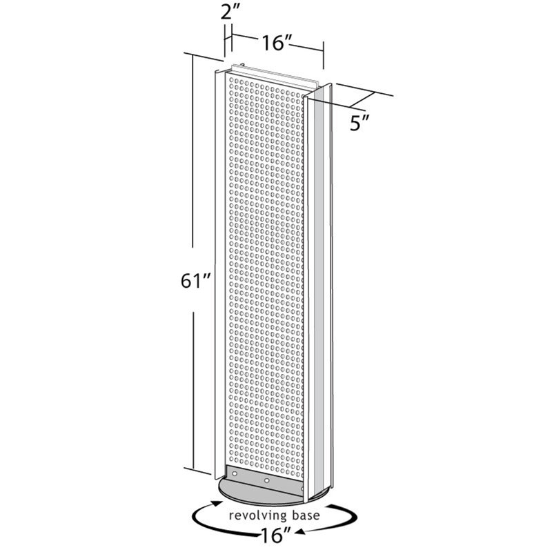 White Two-Sided Pegboard Floor Display with Revolving Base