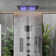 LED Thermostatic Shower Faucet Dual Showerheads with Bluetooth Music