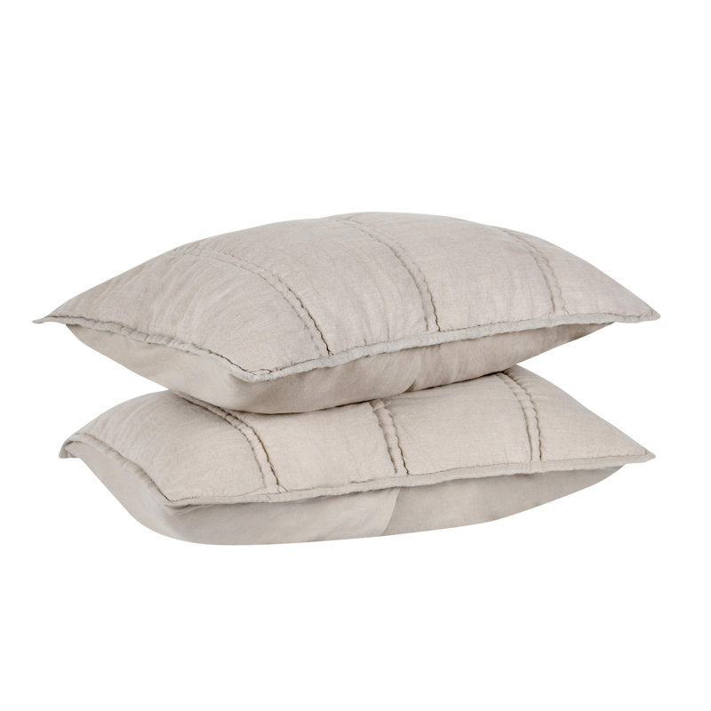Rowen Sustainable Fabric Beige Standard Sham, Queen, Beige