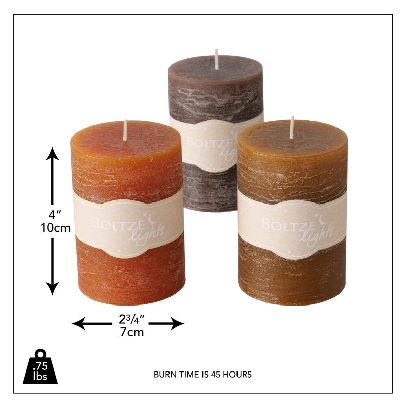 Unscented Pillar Candle, Brown