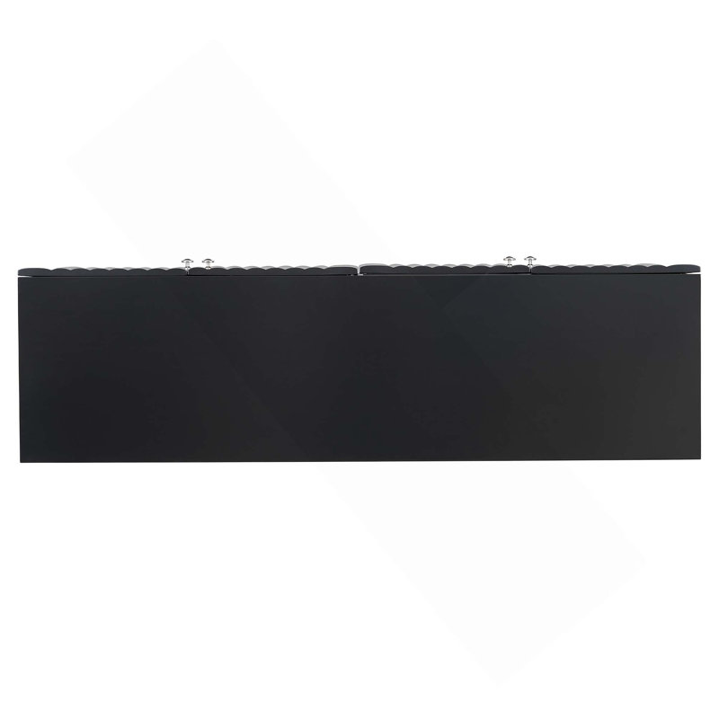 Four-Door Sideboard with Wavy Pattern Doors, Cylindrical Legs, and Sleek Metal Handles, Black