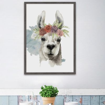 Llama Flora I - Single Picture Frame Painting