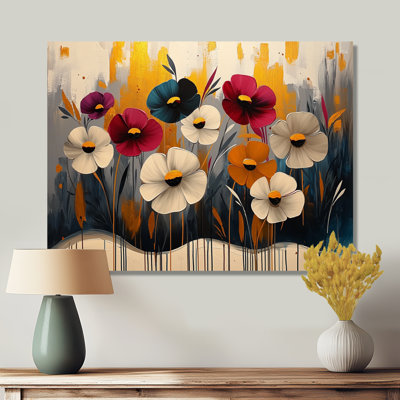 Art floral rouge et bleuet