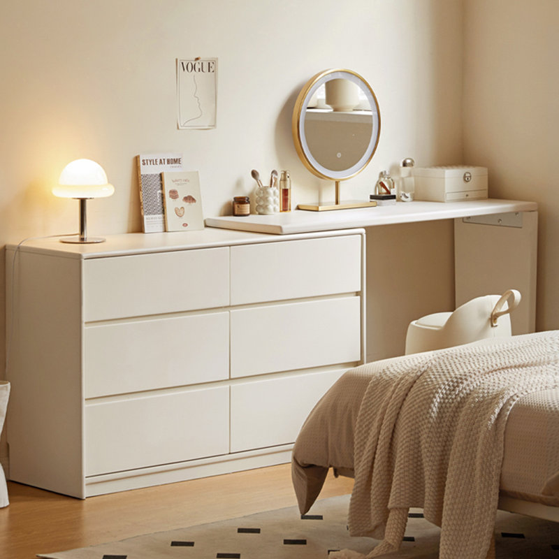 L-shaped Solid Wood Desk with Movable Body