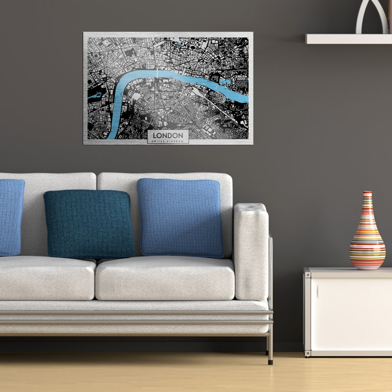 London Aerial Map - No Frame Print on Metal