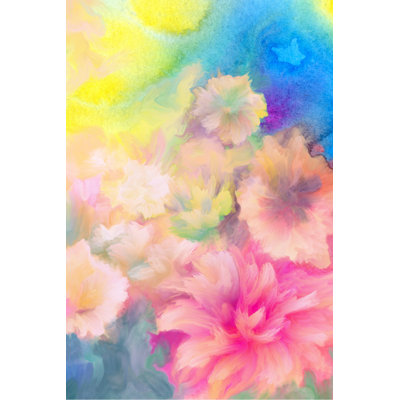 Inkom Floral Painted Background - Wrapped Canvas Painting