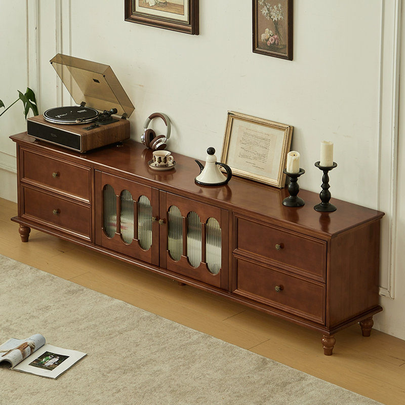 Meuble télé moderne en bois massif brun, H 23,62 po x L 78,74 po x l 15,75 po