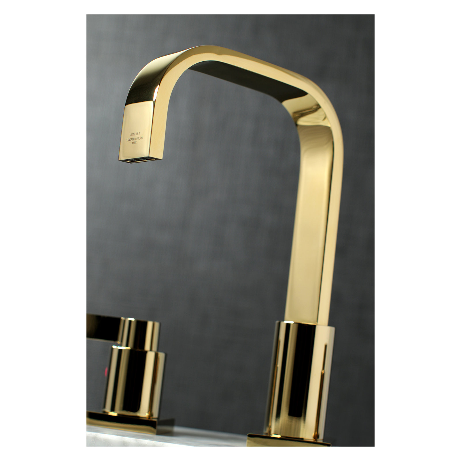 Kingston Brass NuvoFusion Two-Handle 3-Hole Deck Mount Widespread Bathroom Faucet with Retail Pop-Up Drain, Polished Brass