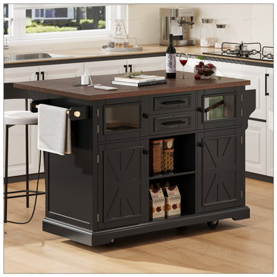 Îlot de cuisine avec abattant, prise de courant et grand espace de rangement pour les cuisines modernes et rustiques