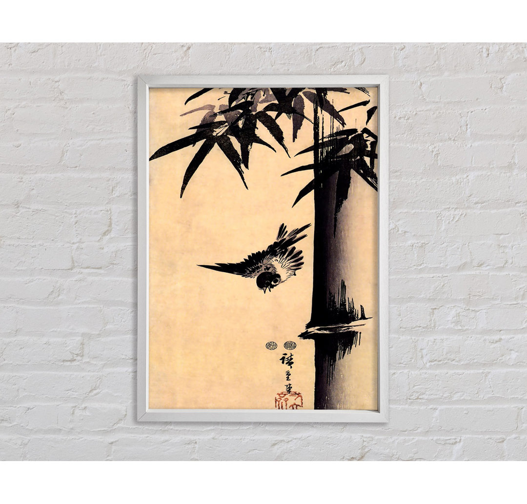 Hiroshige Sparrow And Bamboo 2 - Einzelner Bilderrahmen Kunstdrucke auf Leinwand