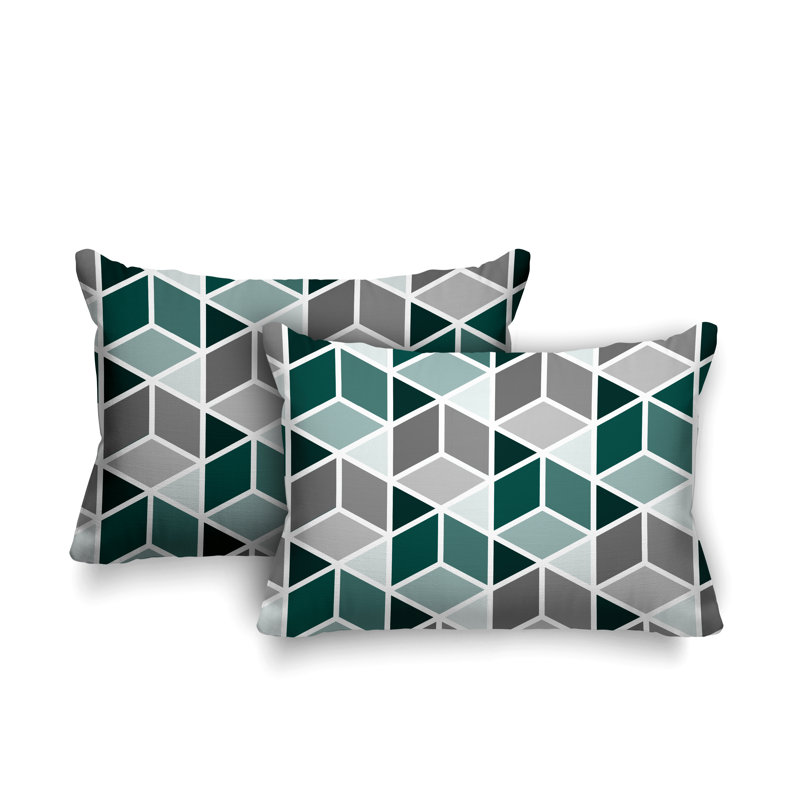 No Decorative Addition Outdoor Reversible Throw Pillow, Emerald