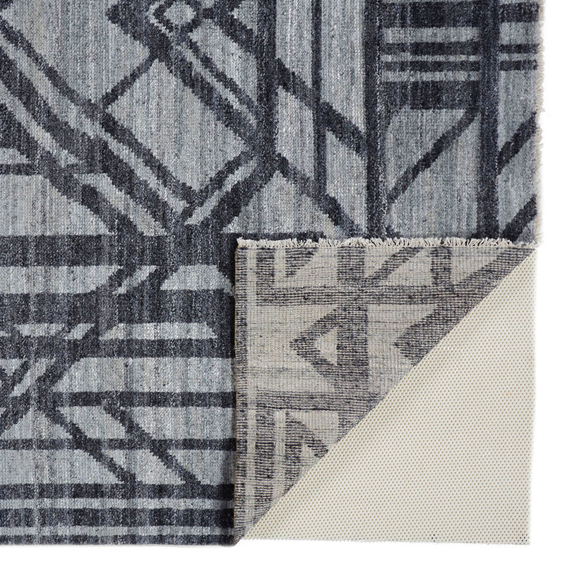 Vivien Hand Knotted Wool Geometric Area Rug, Rectangle 5' x 8'