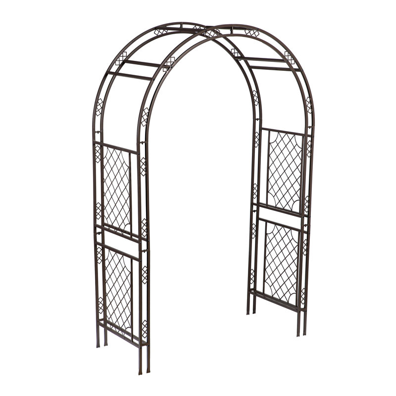 Metal Garden Arbor With Lattice Pattern
