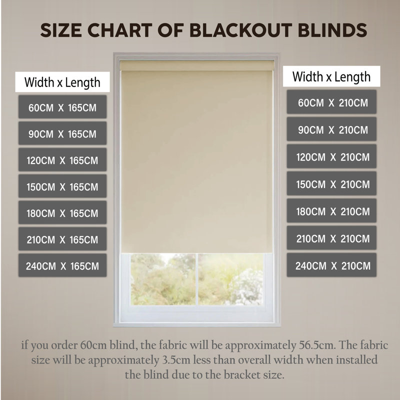 Indoor blackout Trimmable roller blind, Cappuccino, 165cm L x 180cm W