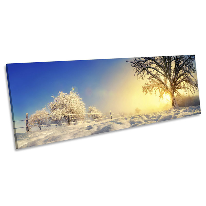 Winter Sunset Landscape - Wrapped Canvas Panoramic Print, 30.48cm H x 91.44cm W x 2cm D