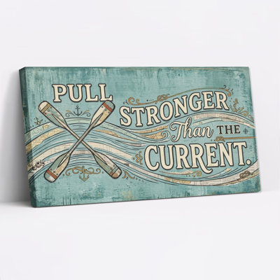 Crossed Wooden Oars on Teal Vintage Map Canvas Wall Art