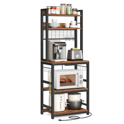 66.9''H 5-Tier Baker’s Rack with Power Outlet & Adjustable Shelf