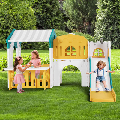 Ensemble de glissade et de maison de jeu pour enfant en bambou 10 en 1 Joyldias